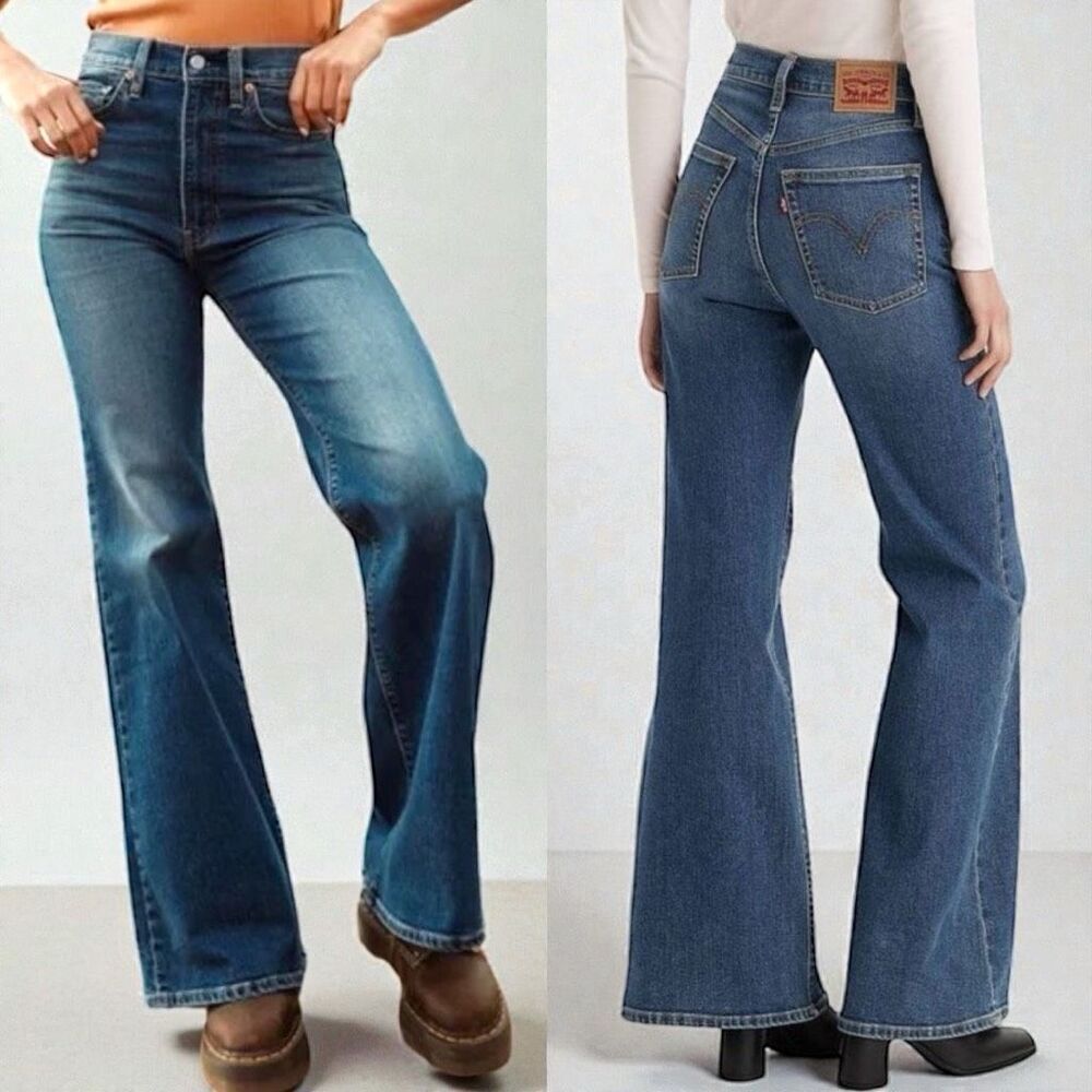 Levi’s Ribcage Ultra High Rise Flare Jeans Vintage Wash Size 32 NWOT - Picture 5 of 13